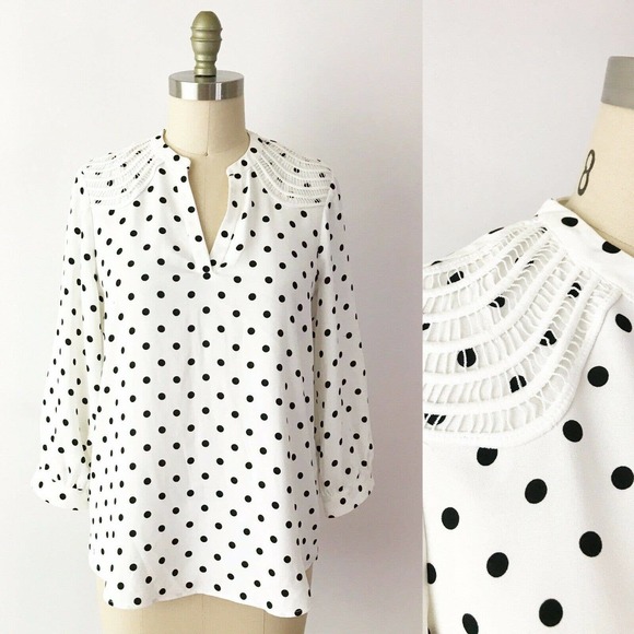 Karl Lagerfeld Tops - Lagerfeld Stitch Fix Black White Polka Dot Top